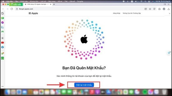Để đặt lại mật khẩu ID Apple trên MacBook bước 1
