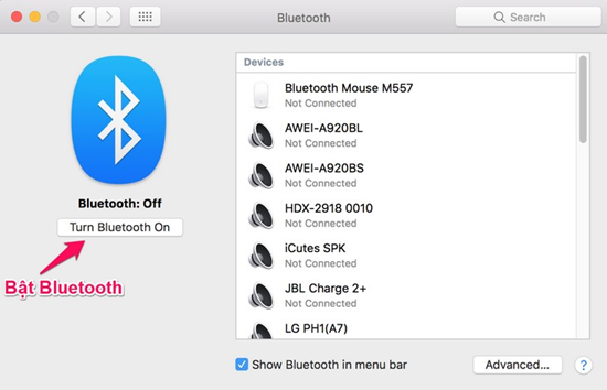 Để vô hiệu hóa và kích hoạt lại Bluetooth trên MacBook