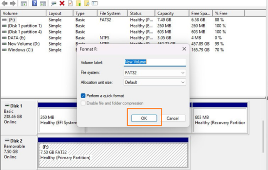 Định dạng ổ cứng bằng Disk Management bước 4