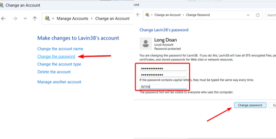 Đổi lại mật khẩu từ một Admin Account khác bước 5 Đổi lại mật khẩu từ một Admin Account khác bước 5