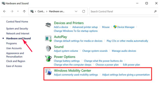 Thay đổi đèn bàn phím bằng Windows Mobility Center trên laptop bước 2