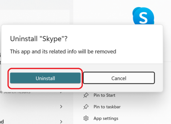Gỡ cài đặt lại Skype B2