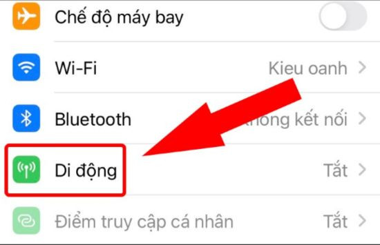 Hướng dẫn bật điểm truy cập cá nhân bước 1 Hướng dẫn bật điểm truy cập cá nhân bước 1