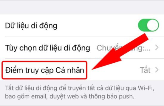 Hướng dẫn bật điểm truy cập cá nhân bước 3 Hướng dẫn bật điểm truy cập cá nhân bước 3