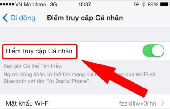Hướng dẫn bật điểm truy cập cá nhân bước 4 Hướng dẫn bật điểm truy cập cá nhân bước 4
