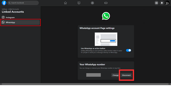 Cách ngắt kết nối WhatsApp với Facebook bước 4
