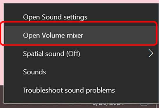 Kiểm tra Volume Mixer bước 1