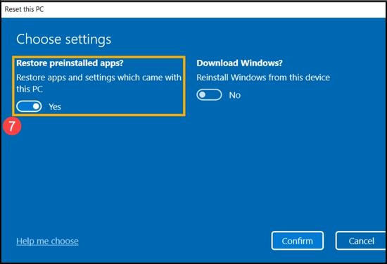 Reset lại PC bước 6