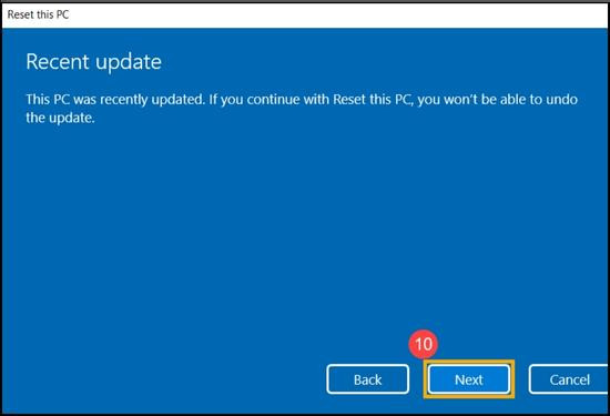 Reset lại PC bước 8