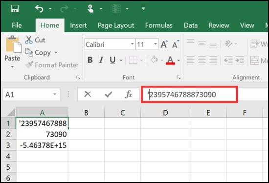 Cách hiển thị dãy số quá dài trong Excel bằng dấu nháy đơn 