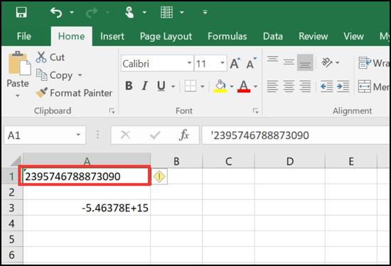 Cách hiển thị dãy số quá dài trong Excel bằng dấu nháy đơn bước 2