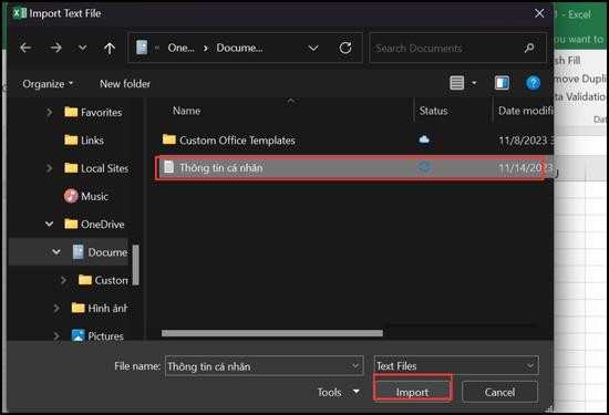 Cách chuyển file Word sang Excel trên máy tính bằng tiện ích Save As và From Text bước 5.2 Cách chuyển file Word sang Excel trên máy tính bằng tiện ích Save As và From Text bước 5.2