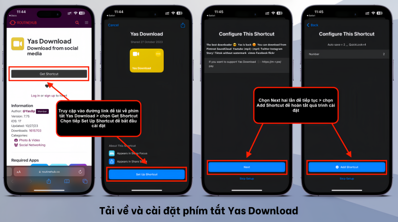 sử dụng thông qua Siri Shortcuts