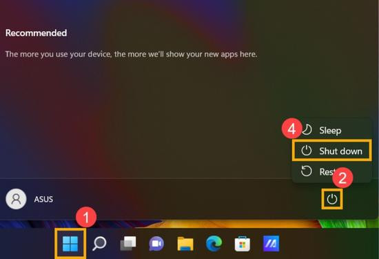Tắt và bật lại laptop bước 1 Tắt và bật lại laptop bước 1