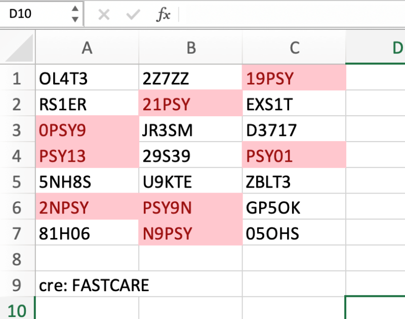 thành quả ví dụ 3 cách tô màu trong Excel theo điều kiện chữ