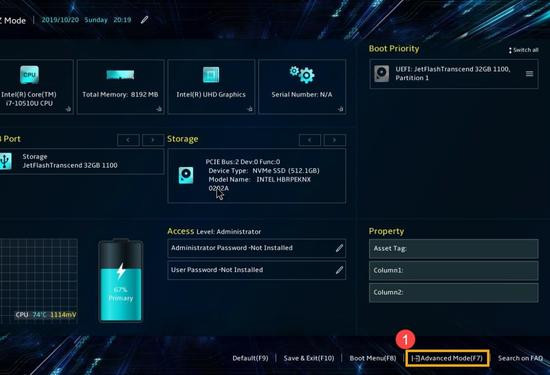 Thay đổi cài đặt Intel VMD trong BIOS bước 2