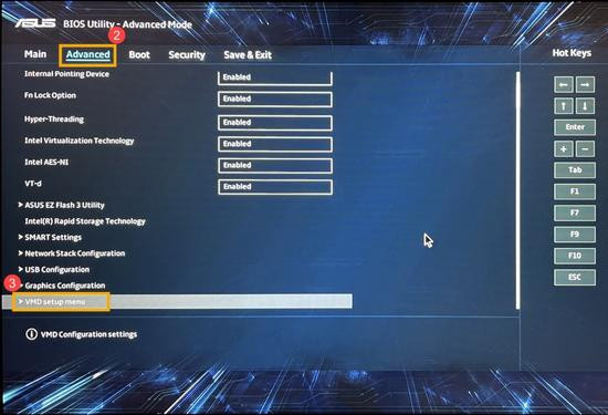 Thay đổi cài đặt Intel VMD trong BIOS bước 3