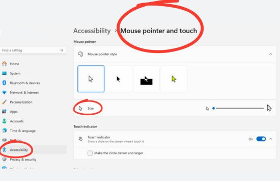thay đổi kích thước con trỏ chuột trên Laptop