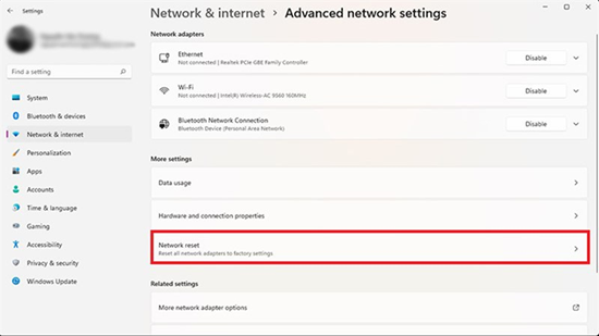 Thực hiện đặt lại cài đặt Wifi (Reset Wifi) bước 3