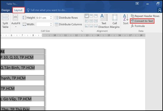 tùy chọn Convert to Text Function bước 3