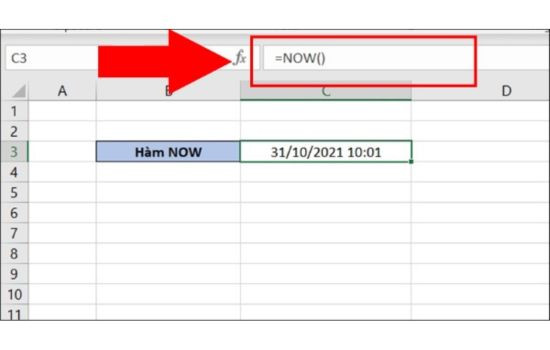 Cách định dạng ngày tháng trong Excel bằng hàm Now