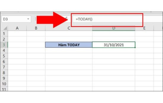 Cách định dạng ngày tháng trong Excel bằng hàm Today