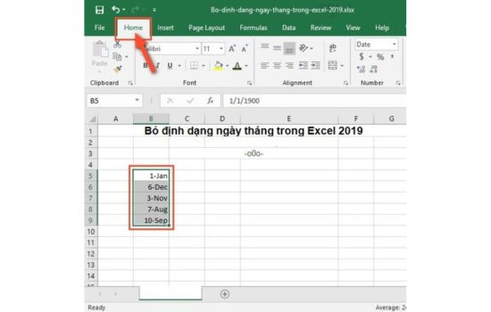 Cách tắt định dạng ngày tháng trong Excel bước 1