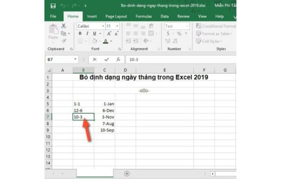 Cách tắt định dạng ngày tháng trong Excel bước 3