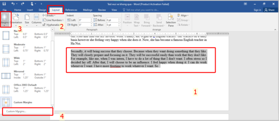 Xoay ngang một đoạn trong Word bước 1 Xoay ngang một đoạn trong Word bước 1