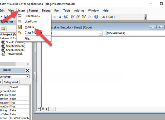 Áp dụng code VBA mở khóa file Excel khi quên password bước 2