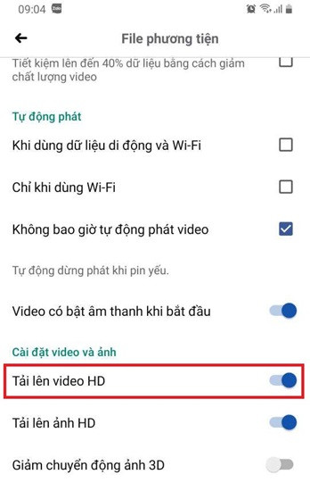 Bật Chế Độ Tải Video HD