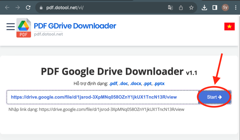 Bước 1 sử dụng công cụ PDF Drive Downloader