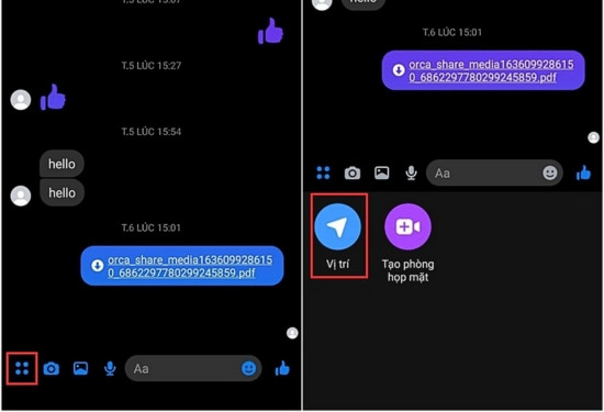 Cách chia sẻ vị trí trên Messenger Android bước 1