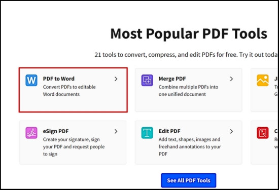 Cách chuyển file PDF sang Word với SmallPDF bước 1