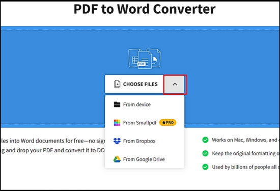 Cách chuyển file PDF sang Word với SmallPDF bước 2