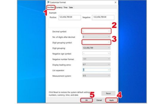 Cách đổi dấu chấm phẩy thành dấu phẩy trong hàm Excel thực hiện trong Windows 10 bước 4