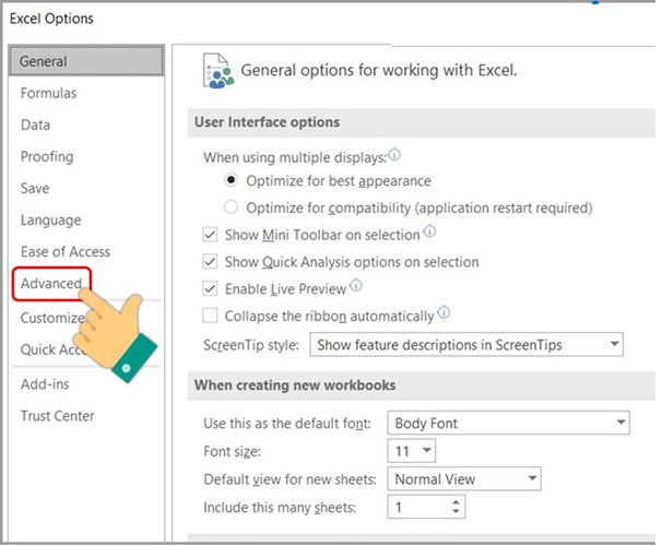 Cách đổi dấu phẩy thành dấu chấm trong Excel trong bước 2-1 Cách đổi dấu phẩy thành dấu chấm trong Excel trong bước 2-1