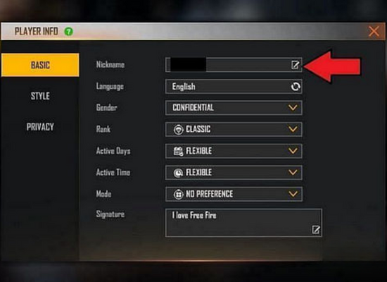 Cách đổi tên Free Fire miễn phí bằng thẻ đổi tên bước 2