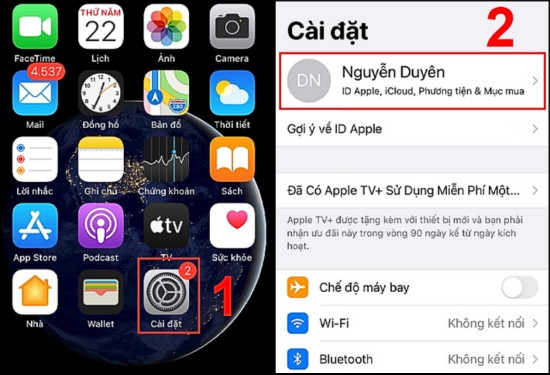 Cách đổi vùng App Store Trung Quốc sang Việt Nam bằng Cài đặt bước 1