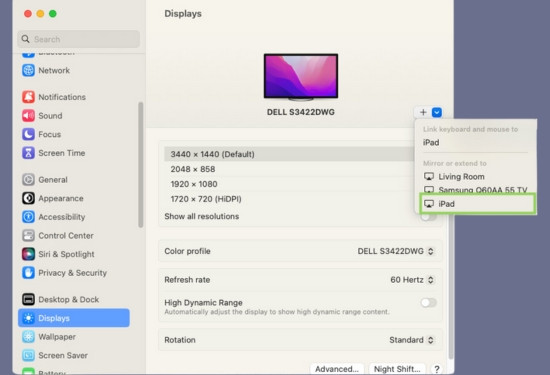 Cách dùng iPad làm màn hình phụ cho Macbook bằng tính năng SideCar bước 3