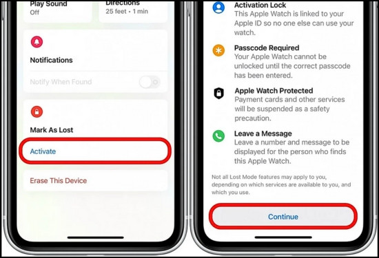 Cách khóa Apple Watch khi bị mất bước 2