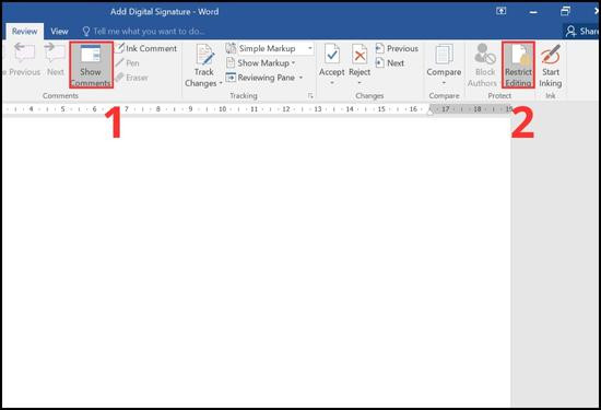 Cách khóa file Word không cho chỉnh sửa bằng Restrict Editing bước 1