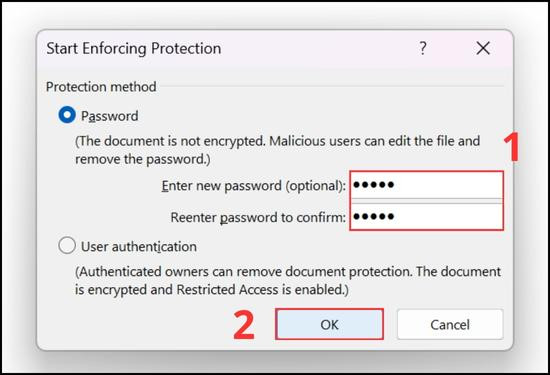 Cách khóa file Word không cho chỉnh sửa bằng Restrict Editing bước 4.2