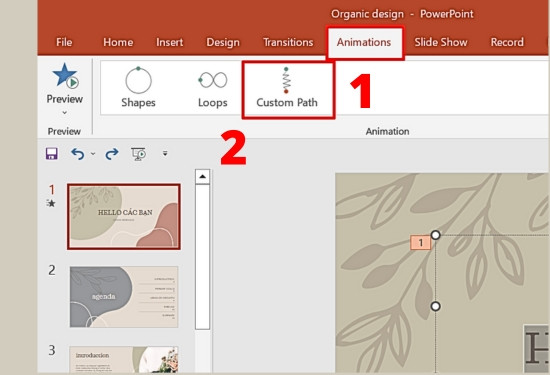 Cách tạo hiệu ứng di chuyển theo quỹ đạo trong PowerPoint bước 1.1