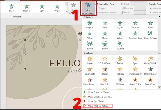 Cách tạo hiệu ứng di chuyển theo quỹ đạo trong PowerPoint bước 1.2