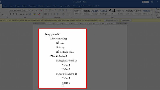 Cách vẽ sơ đồ tổ chức trong Word nhanh nhất bằng Smart Art bước 1