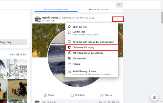 Cách thay ảnh đại diện Facebook không ai biết trên máy tính bước 4