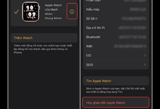 Cách thoát iCloud trên Apple Watch thông qua iPhone bước 2