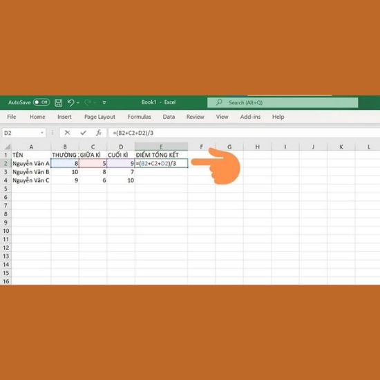 Cách tính điểm trung bình trong Excel 2010 bằng công thức trung bình cộng bước 1 Cách tính điểm trung bình trong Excel 2010 bằng công thức trung bình cộng bước 1
