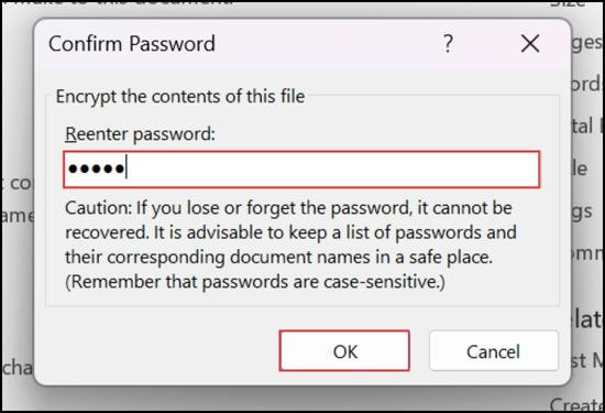 Encrypt with Password bước 3